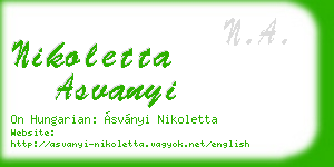nikoletta asvanyi business card