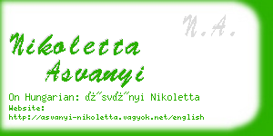 nikoletta asvanyi business card